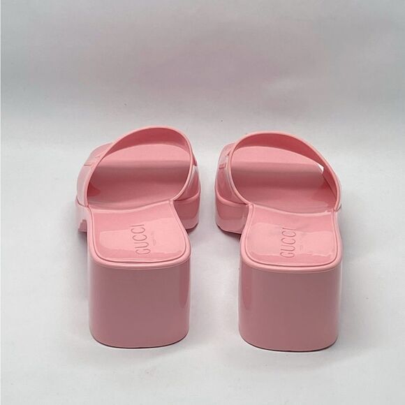 Gucci Pink Rubber Platform Slide Sandals size 37 - Picture 5 of 12